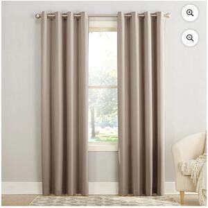 Sun Zero Madison 2-Piece Room Darkening Grommet Curtain Panel, 54"X54", Stone